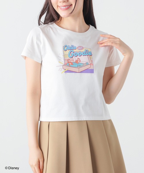 Honeys(ハニーズ)の「【ハニさら・接触冷感・UVカット】ディズニー/Tシャツ(Tシャツ/カットソー・レディース・ホワイト/ピンク/グリーン/ライトブルー/ブラック・L/M/S)」の2枚目の写真