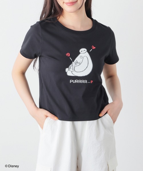Honeys(ハニーズ)の「【ハニさら・接触冷感・UVカット】ディズニー/Tシャツ(Tシャツ/カットソー・レディース・ホワイト/ピンク/グリーン/ライトブルー/ブラック・L/M/S)」の3枚目の写真