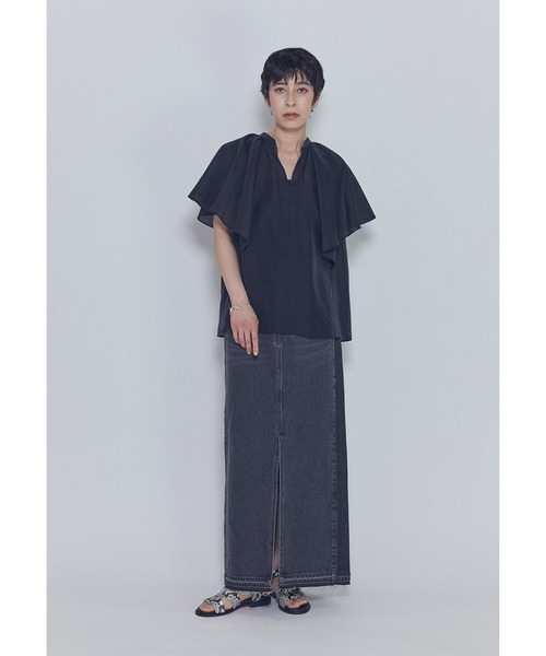 1er Arrondissement(プルミエアロンディスモン)の「シアーキュプラシルクラッフルブラウス(シャツ/ブラウス・レディース・ブラック系その他3/オフホワイト/グレー系その他5・38/36)」の8枚目の写真