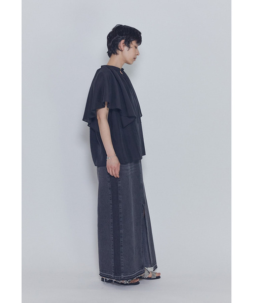 1er Arrondissement(プルミエアロンディスモン)の「シアーキュプラシルクラッフルブラウス(シャツ/ブラウス・レディース・ブラック系その他3/オフホワイト/グレー系その他5・38/36)」の9枚目の写真