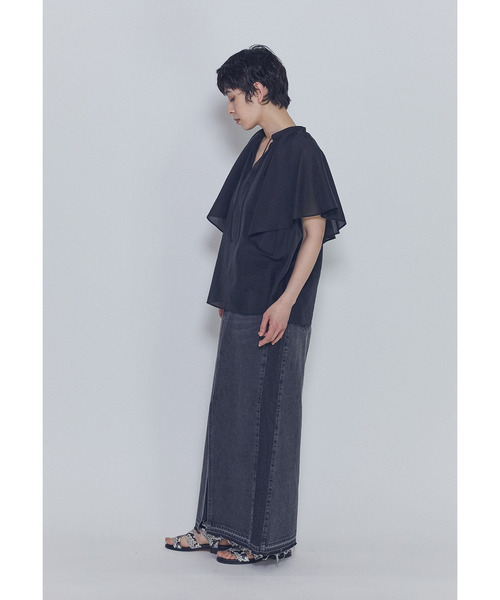 1er Arrondissement(プルミエアロンディスモン)の「シアーキュプラシルクラッフルブラウス(シャツ/ブラウス・レディース・ブラック系その他3/オフホワイト/グレー系その他5・38/36)」の10枚目の写真
