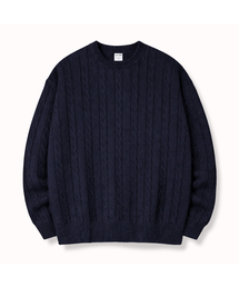 Lia Round neck twisted cable knitwear 5 Color [BLBK_5011]