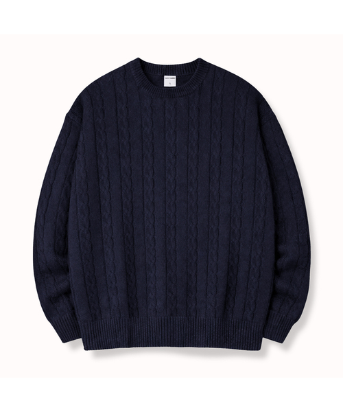 BASIC LABEL（ベーシックラベル）の「Lia Round neck twisted cable knitwear 5 Color [BLBK_5011]（スウェット・レディース・ブラック/ネイビー/グリーン/アイボリー/チャコール・MEDIUM/LARGE/X-LARGE）」の5枚目の写真