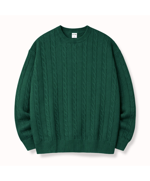 BASIC LABEL（ベーシックラベル）の「Lia Round neck twisted cable knitwear 5 Color [BLBK_5011]（スウェット・レディース・ブラック/ネイビー/グリーン/アイボリー/チャコール・MEDIUM/LARGE/X-LARGE）」の4枚目の写真