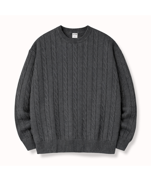 BASIC LABEL（ベーシックラベル）の「Lia Round neck twisted cable knitwear 5 Color [BLBK_5011]（スウェット・レディース・ブラック/ネイビー/グリーン/アイボリー/チャコール・MEDIUM/LARGE/X-LARGE）」の3枚目の写真