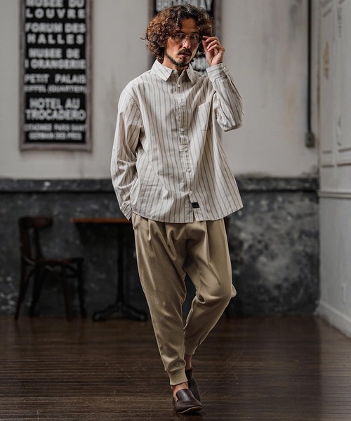 CAMBIO(カンビオ)の「mp15106-Brushed Tuck Slub Jogger Pants ジョガーパンツ(A71326cmb)(その他パンツ・メンズ・ベージュ/ブラック/チャコール/ブラウン・L/M/S)」の19枚目の写真