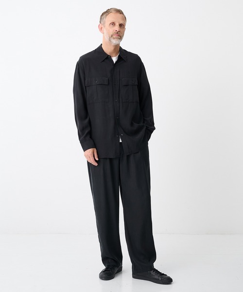 ATTACHMENT(アタッチメント)の「【ATTACHMENT/アタッチメント】CU/RY FIBRIL TAFFETA PATCH POCKET L/S SHIRT(シャツ/ブラウス・メンズ・ブラック/ダークグレー・2/1)」の3枚目の写真