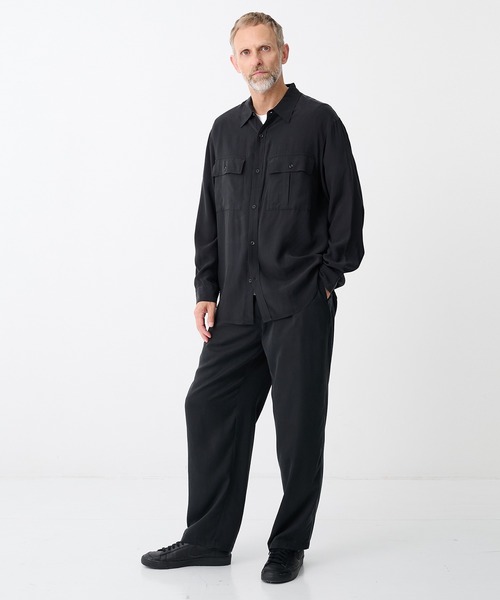 ATTACHMENT(アタッチメント)の「【ATTACHMENT/アタッチメント】CU/RY FIBRIL TAFFETA PATCH POCKET L/S SHIRT(シャツ/ブラウス・メンズ・ブラック/ダークグレー・2/1)」の4枚目の写真