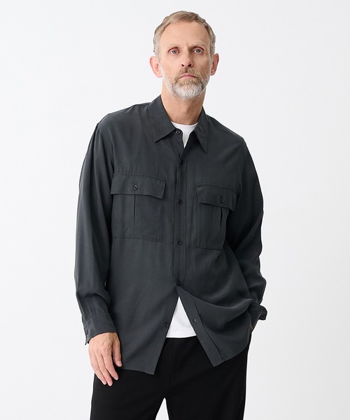 ATTACHMENT(アタッチメント)の「【ATTACHMENT/アタッチメント】CU/RY FIBRIL TAFFETA PATCH POCKET L/S SHIRT(シャツ/ブラウス・メンズ・ブラック/ダークグレー・2/1)」の10枚目の写真