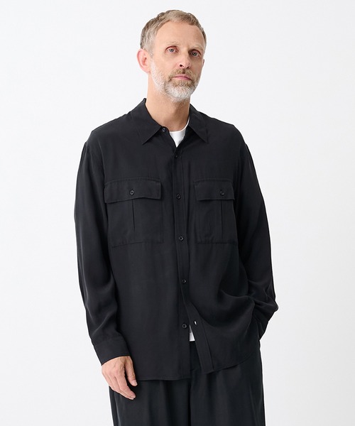 ATTACHMENT(アタッチメント)の「【ATTACHMENT/アタッチメント】CU/RY FIBRIL TAFFETA PATCH POCKET L/S SHIRT(シャツ/ブラウス・メンズ・ブラック/ダークグレー・2/1)」の9枚目の写真