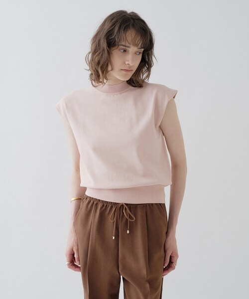 cloenc（クロエンス）の「【ひんやり／マシンウォッシュ】フレンチスリーブニット（ニット/セーター・レディース・ピンク/サックスブルー/ホワイト/ブラック/ワイン系1/ブラック系2・02）」の5枚目の写真
