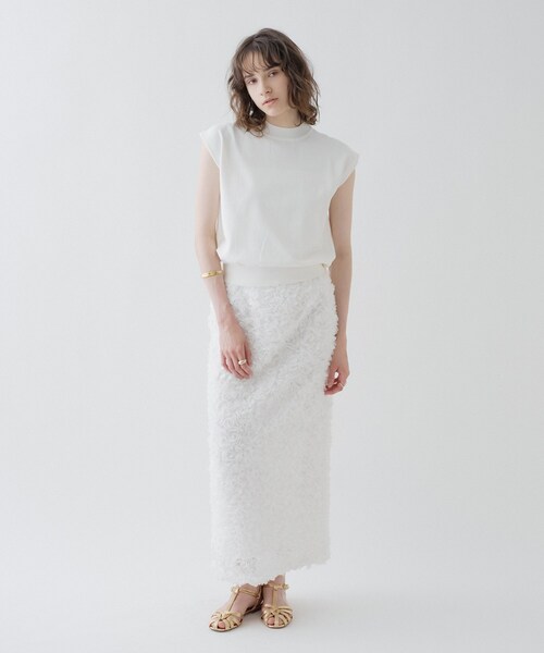 cloenc（クロエンス）の「【ひんやり／マシンウォッシュ】フレンチスリーブニット（ニット/セーター・レディース・ピンク/サックスブルー/ホワイト/ブラック/ワイン系1/ブラック系2・02）」の9枚目の写真