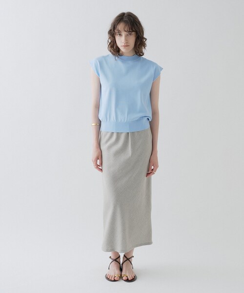 cloenc（クロエンス）の「【ひんやり／マシンウォッシュ】フレンチスリーブニット（ニット/セーター・レディース・ピンク/サックスブルー/ホワイト/ブラック/ワイン系1/ブラック系2・02）」の22枚目の写真