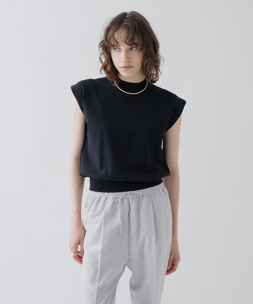 cloenc(クロエンス)の「【ひんやり/マシンウォッシュ】フレンチスリーブニット(ニット/セーター・レディース・ピンク/サックスブルー/ホワイト/ブラック/ワイン系1/ブラック系2・02)」の20枚目の写真