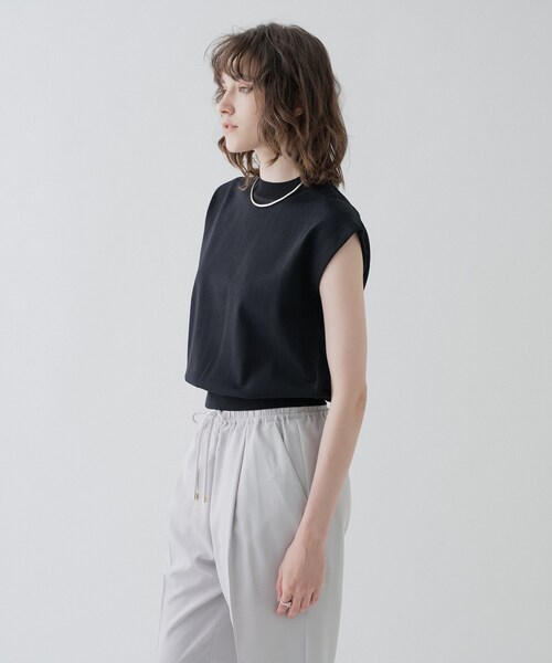 cloenc(クロエンス)の「【ひんやり/マシンウォッシュ】フレンチスリーブニット(ニット/セーター・レディース・ピンク/サックスブルー/ホワイト/ブラック/ワイン系1/ブラック系2・02)」の19枚目の写真