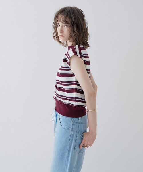 cloenc(クロエンス)の「【ひんやり/マシンウォッシュ】フレンチスリーブニット(ニット/セーター・レディース・ピンク/サックスブルー/ホワイト/ブラック/ワイン系1/ブラック系2・02)」の12枚目の写真