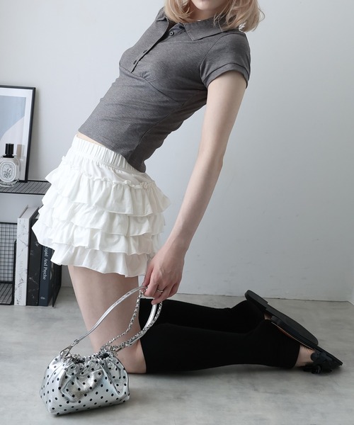 Ulysses（ユリシス）の「ティアードフリルショートパンツ（その他パンツ・レディース・ホワイト/ブラック・F）」の13枚目の写真