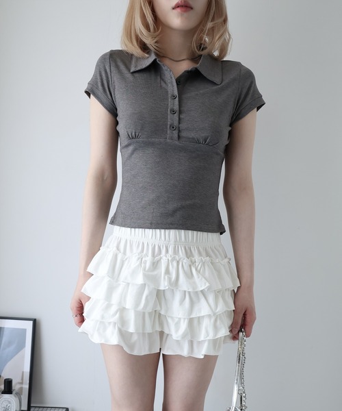 Ulysses（ユリシス）の「ティアードフリルショートパンツ（その他パンツ・レディース・ホワイト/ブラック・F）」の7枚目の写真