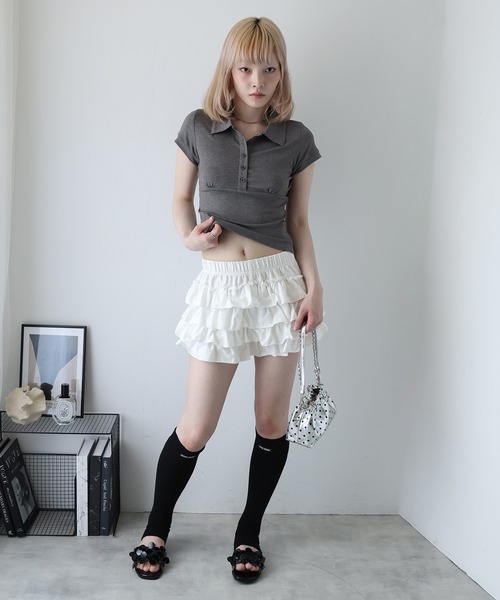 Ulysses（ユリシス）の「ティアードフリルショートパンツ（その他パンツ・レディース・ホワイト/ブラック・F）」の10枚目の写真