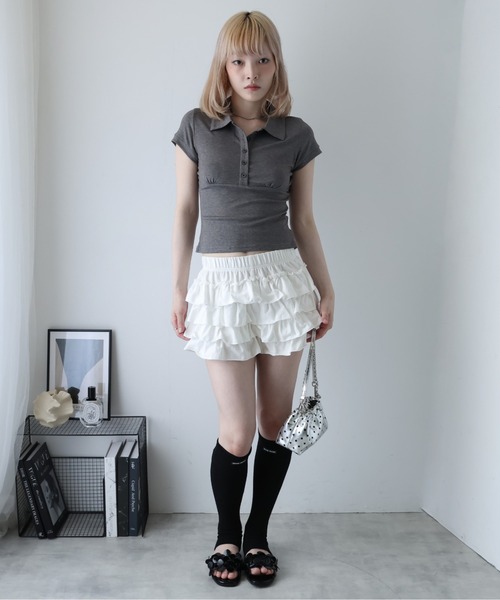 Ulysses（ユリシス）の「ティアードフリルショートパンツ（その他パンツ・レディース・ホワイト/ブラック・F）」の11枚目の写真