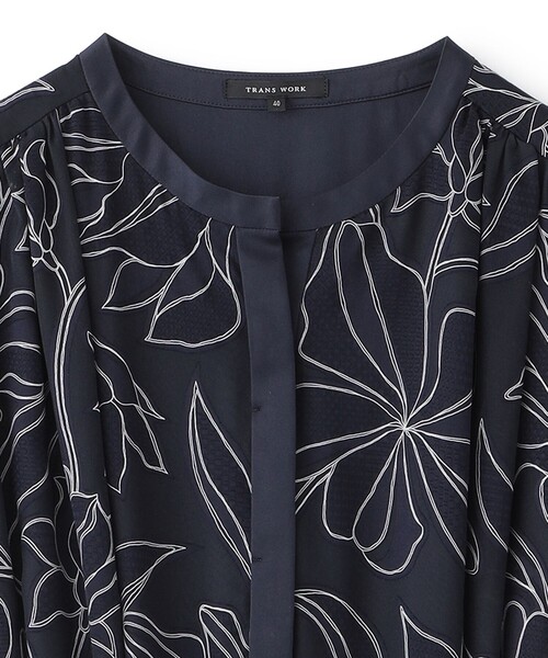 TRANS WORK(トランスワーク)の「【L】【ウォッシャブル】オパールボタニカルプリントワンピース(ワンピース・レディース・ネイビー・46/44)」の5枚目の写真