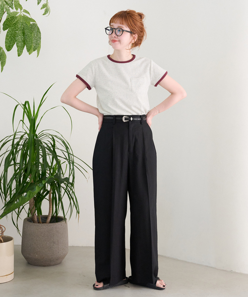 B.C STOCK(ベーセーストック)の「【ZOZO先行販売】手洗い可 / Gleamy / グリーミー パイルリンガーTEE(Tシャツ/カットソー・レディース・ブラウン/グレー/ライトグリーン/アイボリー・FREE)」の12枚目の写真