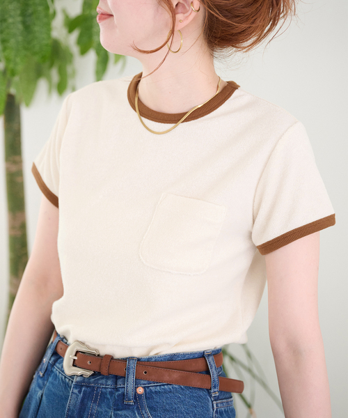 B.C STOCK(ベーセーストック)の「【ZOZO先行販売】手洗い可 / Gleamy / グリーミー パイルリンガーTEE(Tシャツ/カットソー・レディース・ブラウン/グレー/ライトグリーン/アイボリー・FREE)」の22枚目の写真