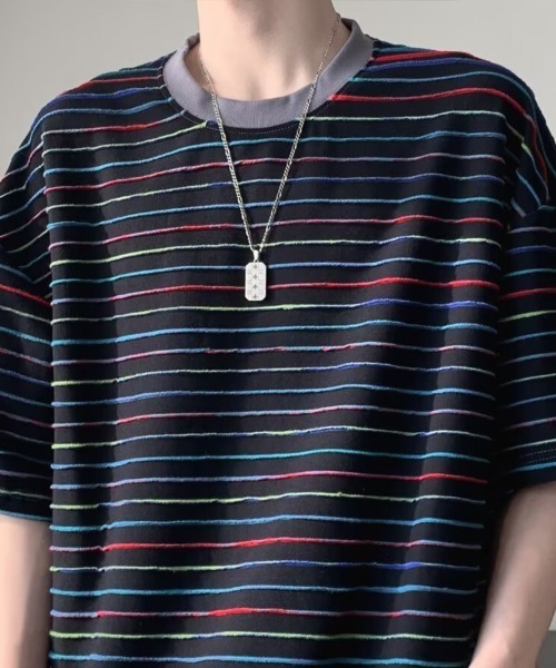 KELVIN(ケルヴァン)の「Neon Border Tee ネオンボーダーTシャツ(Tシャツ/カットソー・メンズ・ブラック・MEDIUM/LARGE)」の2枚目の写真