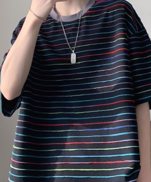 KELVIN(ケルヴァン)の「Neon Border Tee ネオンボーダーTシャツ(Tシャツ/カットソー・メンズ・ブラック・MEDIUM/LARGE)」の3枚目の写真