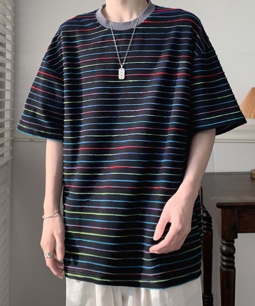 KELVIN(ケルヴァン)の「Neon Border Tee ネオンボーダーTシャツ(Tシャツ/カットソー・メンズ・ブラック・MEDIUM/LARGE)」の4枚目の写真