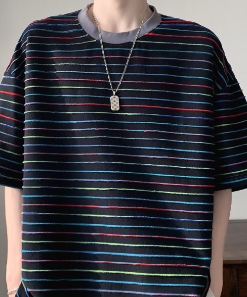 KELVIN(ケルヴァン)の「Neon Border Tee ネオンボーダーTシャツ(Tシャツ/カットソー・メンズ・ブラック・MEDIUM/LARGE)」の5枚目の写真