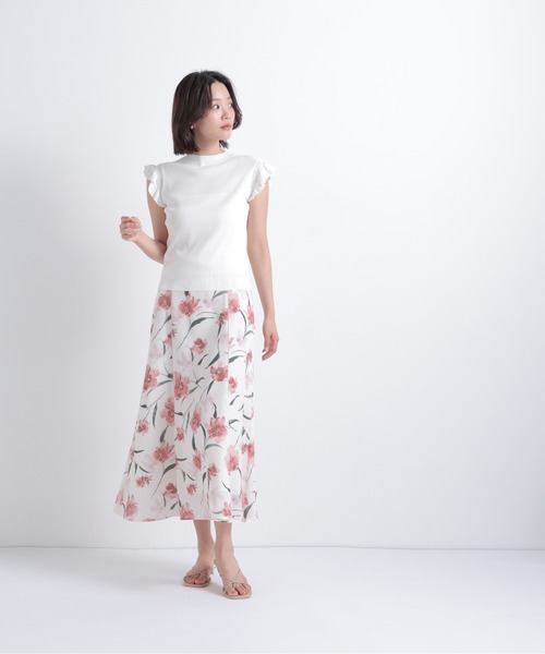 NATURAL BEAUTY BASIC(ナチュラルビューティーベーシック)の「フラワープリントスカート(スカート・レディース・グリーン系その他/ベージュ系その他・MEDIUM/P/S)」の7枚目の写真
