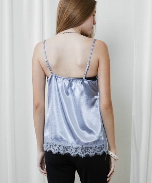 Rohwel（ローウェル）の「Lace Satin Camisole / レースサテンキャミソール（キャミソール・レディース・ホワイト/ライトブルー/ブラック/ブラウン・FREE）」の10枚目の写真