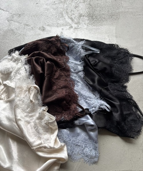 Rohwel（ローウェル）の「Lace Satin Camisole / レースサテンキャミソール（キャミソール・レディース・ホワイト/ライトブルー/ブラック/ブラウン・FREE）」の19枚目の写真