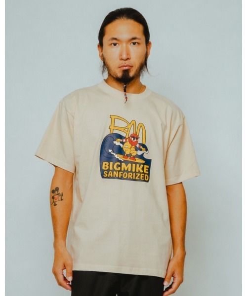 BIG MIKE（ビッグマイク）の「BIG MIKE ビッグマイク / バーガーショップ ロゴ 半袖プリント Tシャツ / 102628401（Tシャツ/カットソー・メンズ・スミクロ/ホワイト/サンドベージュ・X-LARGE/LARGE）」の5枚目の写真