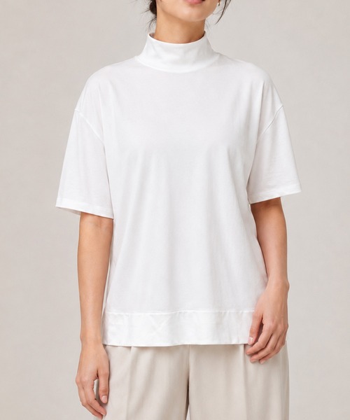 by LEGNA(バイレグナ)の「ハイネックゆるっとTシャツ(Tシャツ/カットソー・レディース・ホワイト/モカ/ブラック・LARGE/MEDIUM/SMALL)」の10枚目の写真