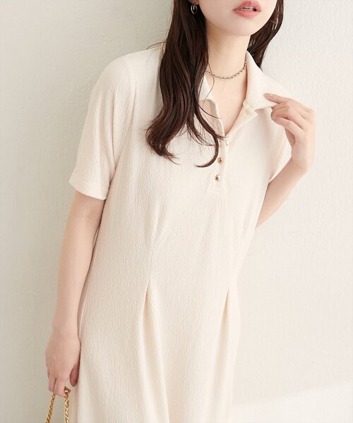 natural couture（ナチュラルクチュール）の「タックフレアポロワンピース（ワンピース・レディース・ブラック/オフホワイト/ブラウン/ベージュ・LARGE/FREE）」の16枚目の写真
