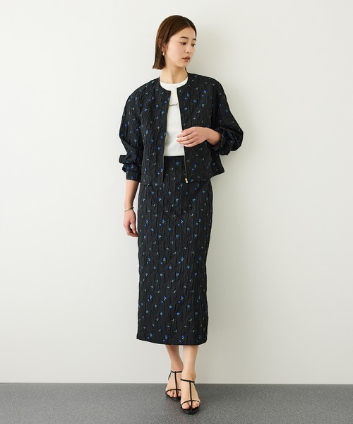ROPE'(ロペ)の「ジャガードブルゾン/セットアップ対応・イージーケア(ブルゾン・レディース・ブラック/ベージュ・FREE)」の3枚目の写真