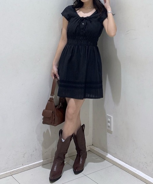 MOUSSY(マウジー)の「COTTON LACE MINI ドレス(ワンピース・レディース・ブラック/ネイビー/ホワイト・1/2)」の22枚目の写真