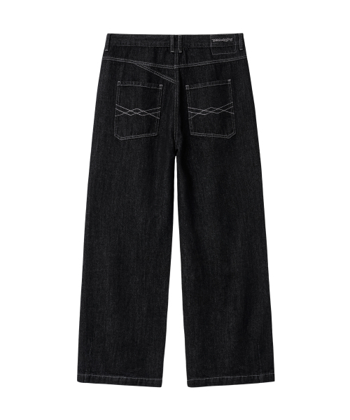 WOOALONG(ウアロン)の「Black washed curved denim pants - BLACK(デニムパンツ・メンズ・ブラック・MEDIUM/LARGE)」の6枚目の写真