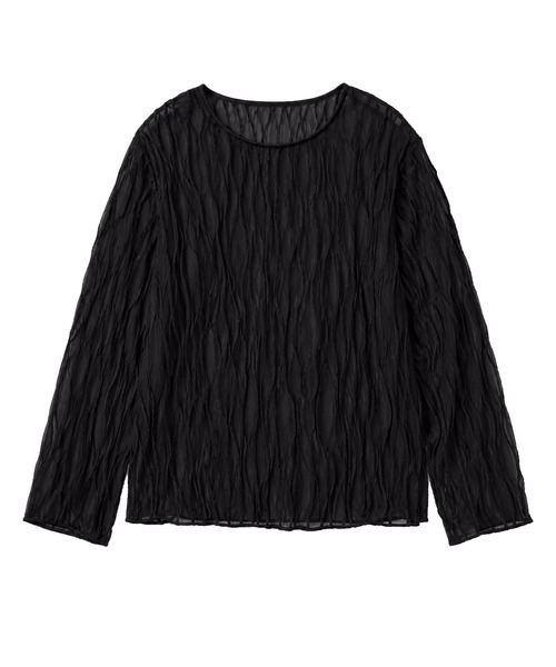 DAY CLOSET(デイ クローゼット)の「パイピング×立体ウェーブ ニュアンス シアー トップス レディース(Tシャツ/カットソー・レディース・アイボリー/ブラック/ライトブラウン・FREE)」の16枚目の写真