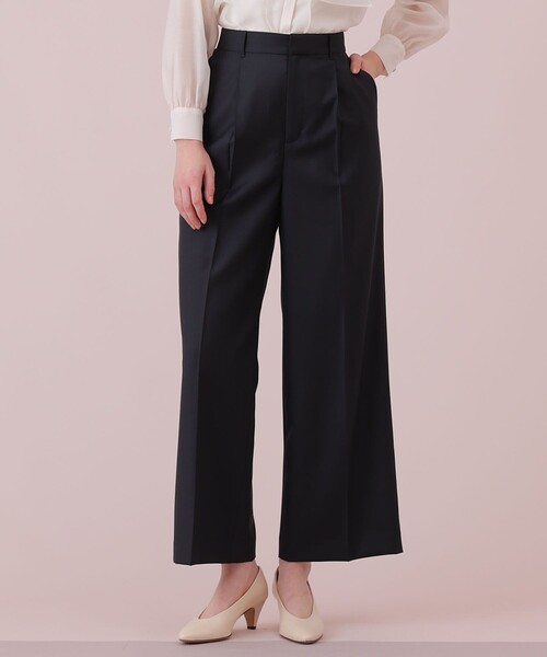 ANAYI(アナイ)の「ウールツイルタックパンツ〈セットアップ対応商品〉(その他パンツ・レディース・チャコールグレー/ネイビー・38/36)」の2枚目の写真