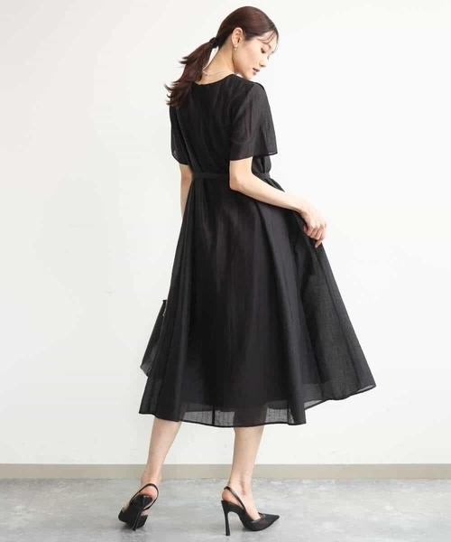 MK MICHEL KLEIN（エムケーミッシェルクラン）の「[洗える]ドビーストライプフレアーワンピース（ワンピース・レディース・ブラック/ブラウン・38）」の16枚目の写真