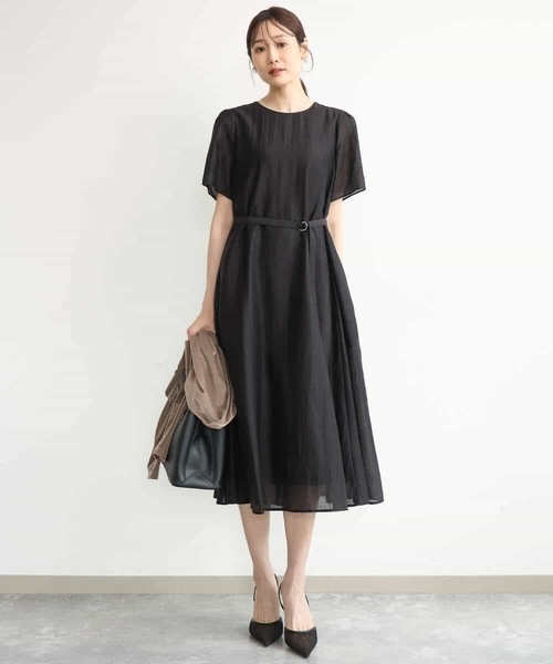 MK MICHEL KLEIN（エムケーミッシェルクラン）の「[洗える]ドビーストライプフレアーワンピース（ワンピース・レディース・ブラック/ブラウン・38）」の18枚目の写真