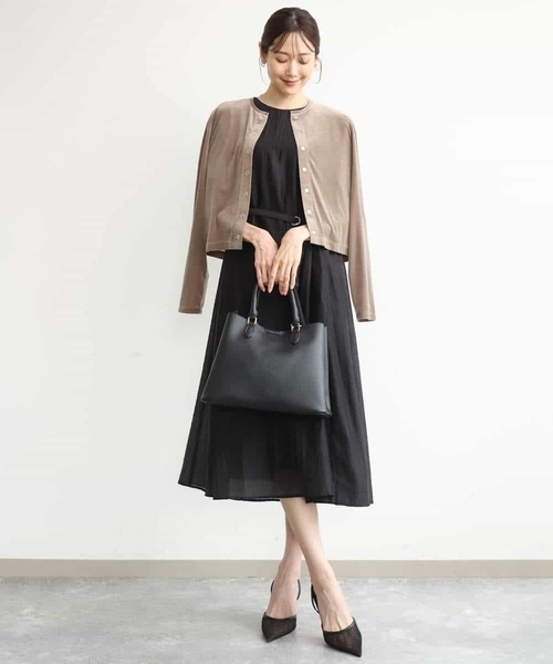 MK MICHEL KLEIN（エムケーミッシェルクラン）の「[洗える]ドビーストライプフレアーワンピース（ワンピース・レディース・ブラック/ブラウン・38）」の19枚目の写真