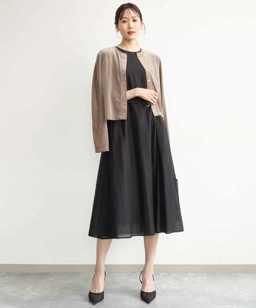 MK MICHEL KLEIN（エムケーミッシェルクラン）の「[洗える]ドビーストライプフレアーワンピース（ワンピース・レディース・ブラック/ブラウン・38）」の20枚目の写真