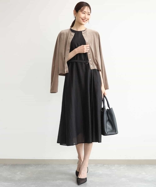 MK MICHEL KLEIN（エムケーミッシェルクラン）の「[洗える]ドビーストライプフレアーワンピース（ワンピース・レディース・ブラック/ブラウン・38）」の21枚目の写真