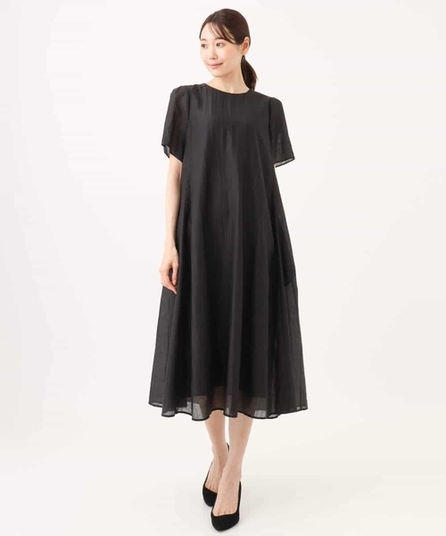 MK MICHEL KLEIN（エムケーミッシェルクラン）の「[洗える]ドビーストライプフレアーワンピース（ワンピース・レディース・ブラック/ブラウン・38）」の22枚目の写真