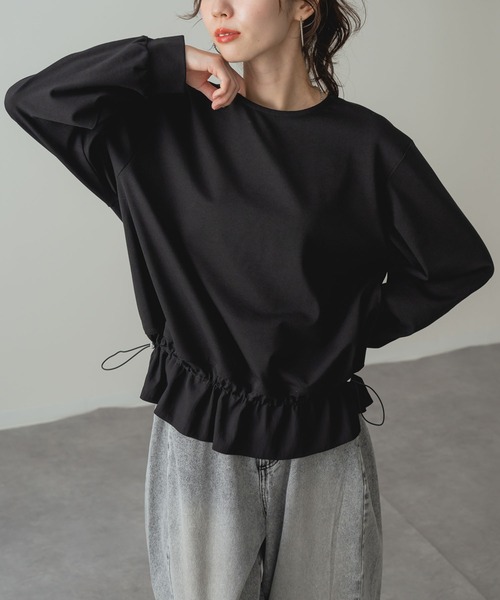 ANNA LUNA(アンナルナ)の「【ANNA LUNA】 ストレッチ 素材 で着心地◎裾異素材 フリル プルオーバー(Tシャツ/カットソー・レディース・グレー/ブラック・MEDIUM)」の20枚目の写真