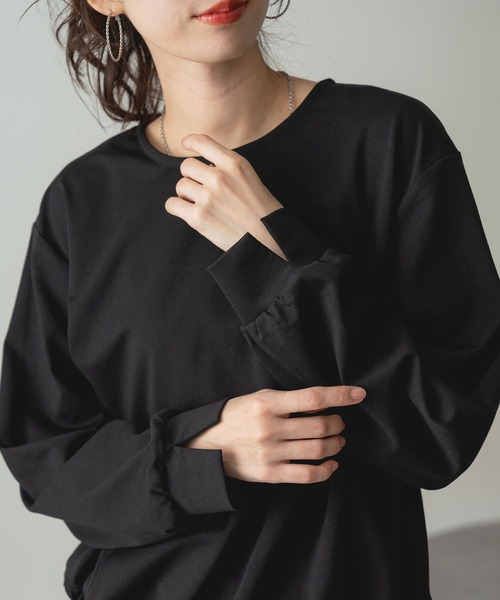 ANNA LUNA(アンナルナ)の「【ANNA LUNA】 ストレッチ 素材 で着心地◎裾異素材 フリル プルオーバー(Tシャツ/カットソー・レディース・グレー/ブラック・MEDIUM)」の8枚目の写真